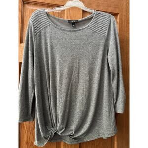 AGB Knot Waist Blouse Gray - Size Large